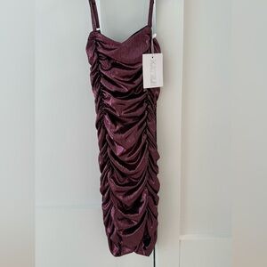 Katie J NYC Burgundy Ruched Dress NWT